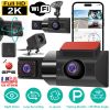 2K Car DVR 3 Channel Dash Cam Camcorder Camera Recorder with 140° Angle GPS WiFi Night Vision G-sensor Loop Recording Parking Monitor
