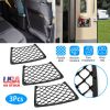 3Pcs Mesh Pockets Seat Side Back Wallet Phone Storage Net Bag Framed Stretch Car Bus Organizer Holder For Auto RV SUV Boat