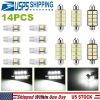 14Pcs T10 41mm Festoon LED Light Bulb Interior Dome Map LED Lights License Plate Trunk Side Positioning Lights 6000K White