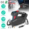 Portable Tire Inflator 120 PSI Maximum 90W Powered Tire Pump with Digital Display LED Light Inflatable Nozzle Needle Fuse Air Compressor for Bikes Mot