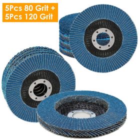 10Pcs Flap Wheel Discs 80 120 Grit 4 1/2”x7/8” Flap Sanding Disc Grinding Wheel Abrasive Polishing Tool for Angle Grinder
