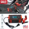 Car Battery Charger 12V/8A 24V/4A Smart Automatic Battery Charger w/LCD Display Pulse Repair Battery Charger For Car Truck Motorcycle RV SUV