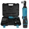3/8” Cordless Electric Ratchet Wrench Set Right Angle Wrench with 2Pcs 1200mAh Batteries and Charger 7 Sockets 400RPM