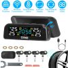 Wireless Solar Car Tire Pressure Monitoring System Auto Tire Pressure Monitor with Built-in Sensors Temperature Alarm for Car SUV Sedan RV