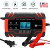 Car Battery Charger 12V/8A 24V/4A Smart Automatic Battery Charger w/LCD Display Pulse Repair Battery Charger For Car Truck Motorcycle RV SUV