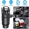 4 In 1 Car Cup Holder Expander Adapter Multifunctional Water Cup Mount Stand 360° Rotating Drink Bottle Organizer with Adjustable Base