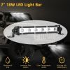 7" LED Light Bar Single Row Offroad Spot Lights 18W Ultra Slim Straight Work Light for Trailer Truck Bus Boat