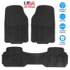 3Pcs Automotive Floor Mats Set Front Rear PVC Rubber Floor Mats Heavy Duty Drive Vehicle Car Mats with Trimmable Design Fit Most Cars SUVs Trucks