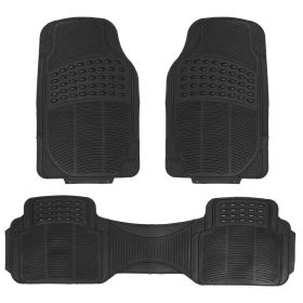 3Pcs Automotive Floor Mats Set Front Rear PVC Rubber Floor Mats Heavy Duty Drive Vehicle Car Mats with Trimmable Design Fit Most Cars SUVs Trucks