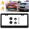 License Plate Frame Rustproof Waterproof Carbon Fiber Black License Plate Frame 2 Holes w/ Bolts Washer Caps for USA/Canada Standard