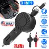 21W 3 In 1 Retractable Car Charger Fast Car Charger Mini Car Phone Charger with USB Port Type-C Cable LT & Micro Cable Fit For IOS Phone 15/14/13 And