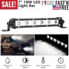 7" LED Light Bar Single Row Offroad Spot Lights 18W Ultra Slim Straight Work Light for Trailer Truck Bus Boat