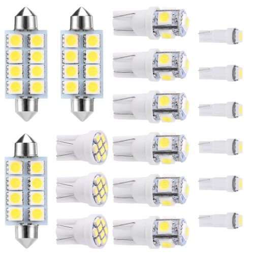 18Pcs T10/T5/41mm Festoon LED Light Bulb Interior Dome Map instrument LED Lights License Plate Trunk Side Positioning Lights 6000K White