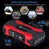 Car Jump Starter Booster 800A Peak 28000mAh 12V Battery Charger (Up to 6.0L Gas or 3.0L Diesel Engine) w/ LCD Screen 4 Modes LED Flashlight