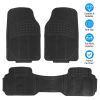 3Pcs Automotive Floor Mats Set Front Rear PVC Rubber Floor Mats Heavy Duty Drive Vehicle Car Mats with Trimmable Design Fit Most Cars SUVs Trucks