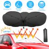57x33In Foldable Car Sun Umbrella Universal Sun Blocker Shield Shade Silver Titanium Sun Protector with Carry Bag for Car Truck SUV