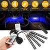4PCS 36LEDs 12V Car Atmosphere Light Strip IP65 Colorful RGB LED Neon Lights IR Remote