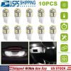 10Pcs 12V T10 LED Light Bulb Wedge Base Interior Dome Map LED Lights License Plate Trunk Side Positioning Lights 6000K White