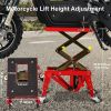 Motorcycle Lift Motorcycle Jack Hydraulic Motorcycle Lift Jack 350 LBS ATV Scissor Lift with Foot-Operated Wide Deck J-Hooks 4 Wheels for ATV (16.14 *