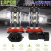 2PCS 800LM 50W H8/H9/H11 LED Fog DRL Light Bulb IP68 Waterproof 10 2835 LEDs 360° Beam Angle 6000K White