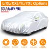 Full Coverage Car Cover Waterproof UV Protection Automotive Cover Outdoor Universal Car Cover with Reflective Strips Installation Straps Buckle