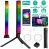 32LED RGB Sound Control Light Bar Music Sync Pickup Rhythm Lamp APP Control Voice Activated Atmosphere Light Bar for Car Gaming Room