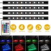 4PCS 36LEDs 12V Car Atmosphere Light Strip IP65 Colorful RGB LED Neon Lights IR Remote