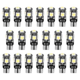 20Pcs T10 SMD5050 LED Light Bulbs 6000K Wedge Light Lamps Dome Map License Plate Car Interior Festoon Lights Kits