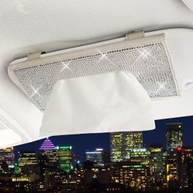 Car Tissue Holder Bling Cute Car Accessories for Women (Color: White)