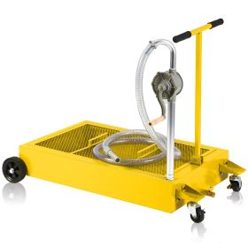 Oil Drain Pan 25 Gallon Low Profile Oil Change Pan with Pump 1.05FT Hose Swivel Casters Wheels Rolling Oil Drain Cart for Trucks Cars RVs SUVs Buses (PYPY003: PYPY003)